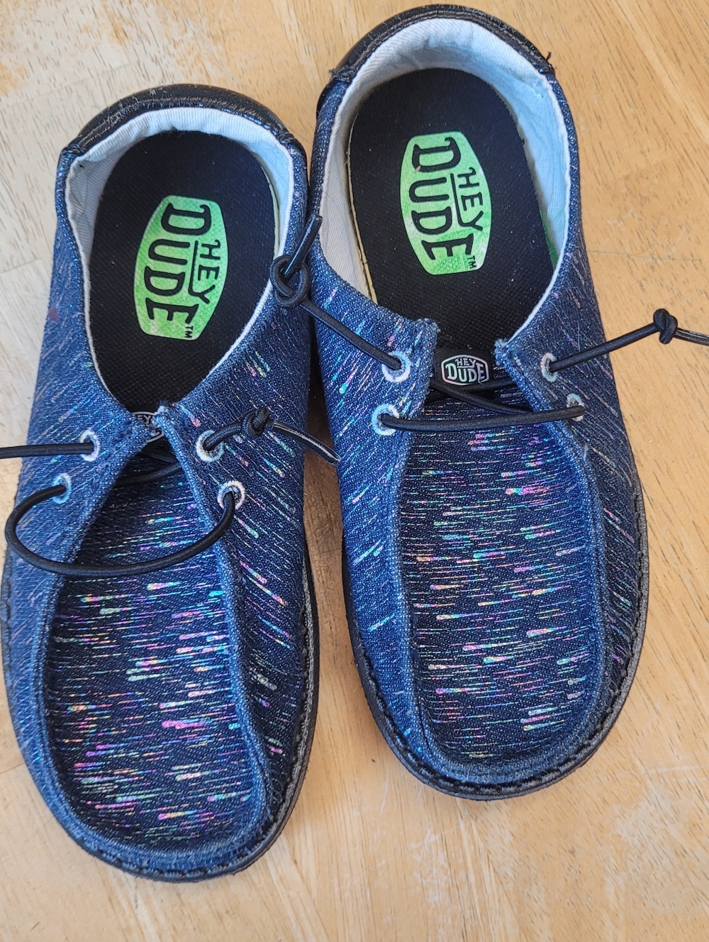 Hey Dude Wendy Y Iridescent Star Blue Black Metallic Youth 13 EU32